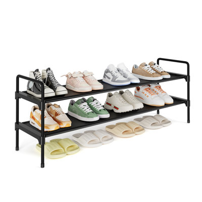 Shoe Rack - 2-Tier Long Shoe Organizer with Handles & Non-Slip Feet, Rust-Resistant Metal Shoe Rack for Closet, Entryway, Bedroom, Living Room, 36.1" Wide - 2 Tiers, Black