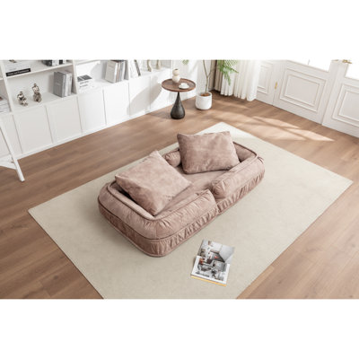 Upholstered Human Dog Bed For Adult & Pets,With 5 Adjustable Position &Massage Pillow, Bean Bag Floor Sofa With 2 Soft Pillows