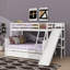 Lit superposé simple au-dessus d'un lit double avec rangement pour tiroir coulissant et tablettes intégrées-1235344831