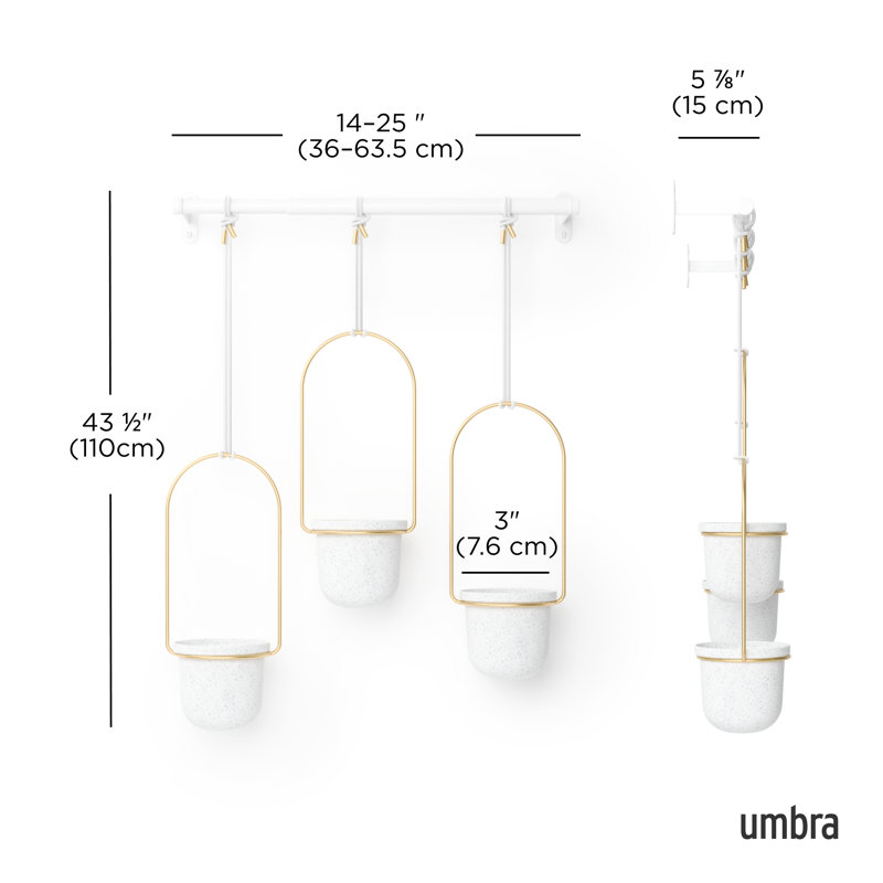 Hanging Planter, White/Brass