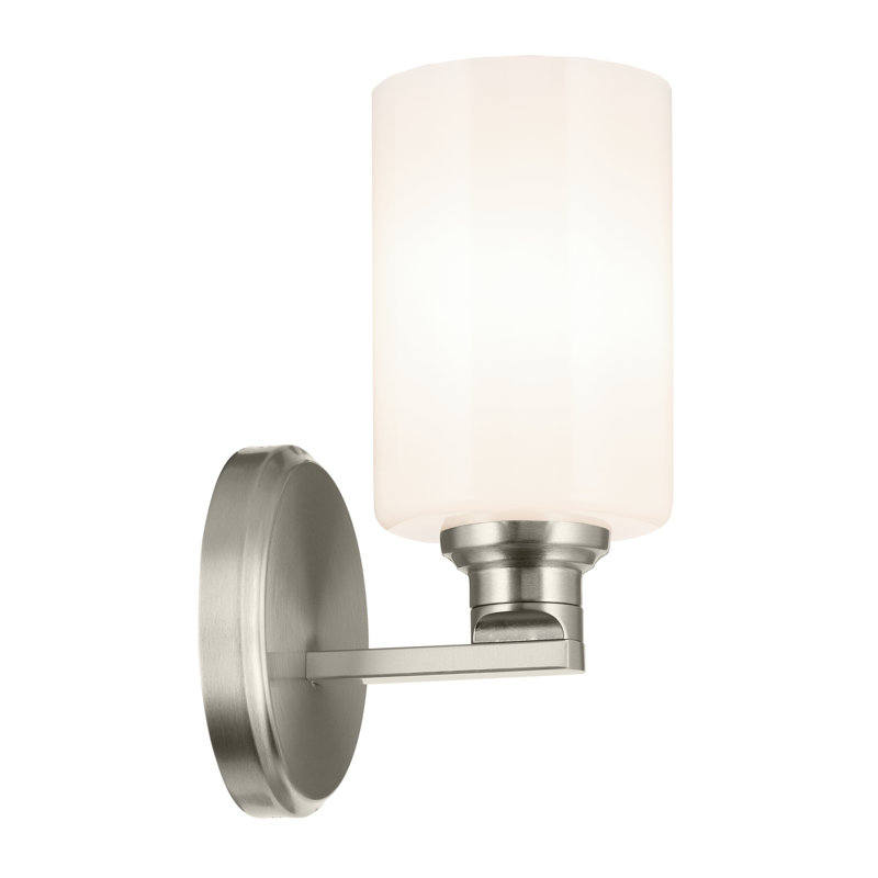 Applique murale 1 lumière 9,5 po avec verre, Brushed Nickel, Opale gravée
