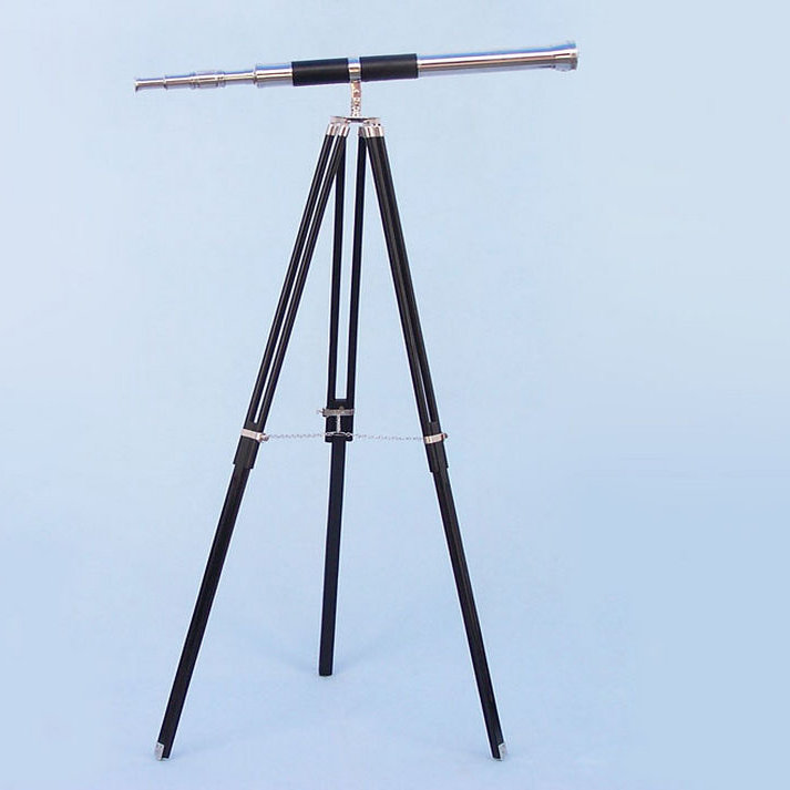 Admiral's Entertainment Decorative Telescope, Chrome/Leather