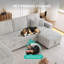 Canapé-lit 122 po en U avec lit escamotable et méridienne double avec rangement, canapé modulaire surdimensionné en velours côtelé pour le salon, gris clair-614316629