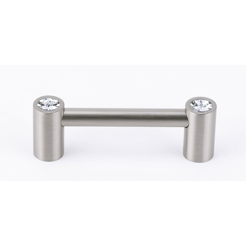 Swarovski Crystal Bar / Handle Pull, Satin Nickel, 3 1/2 "