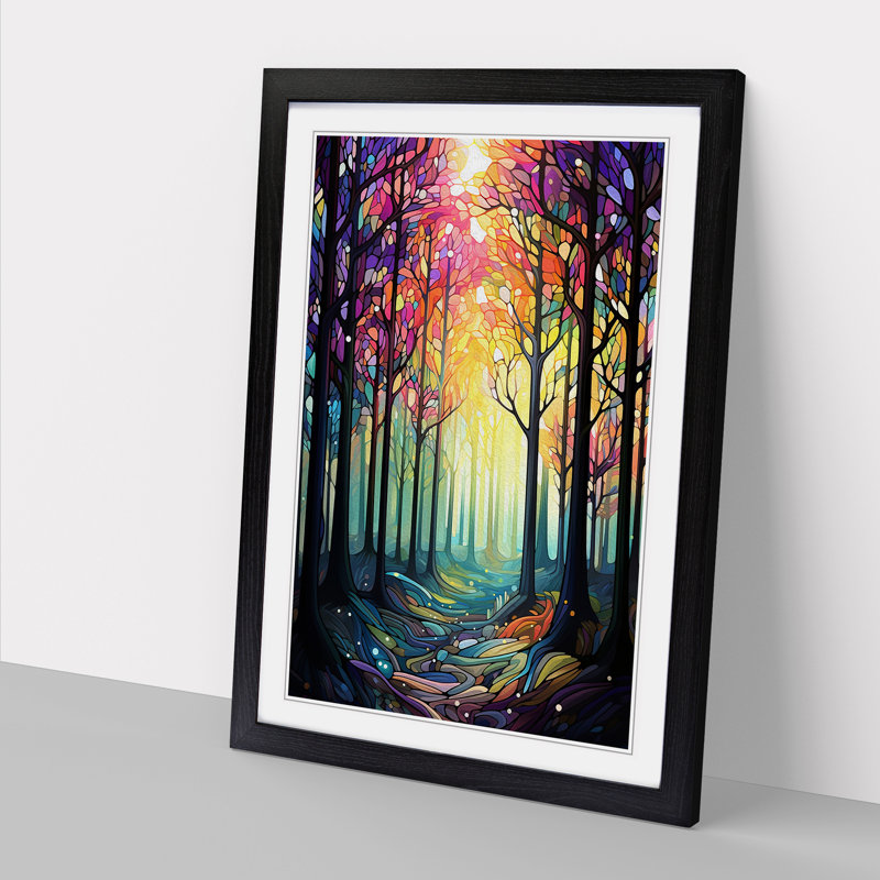 Spring ForestNo.4 - Single Picture Frame Print on Wood, Black Framed, 46cm H x 34cm W