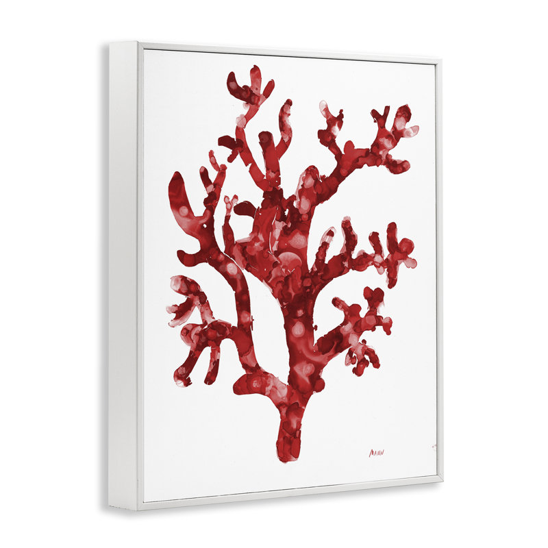  Red Coral Sprig, art de la giclée encadrée par Patti Mann, H 30 po x l 24 po, Estampe numérique encadrée blanc bord de mer