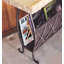 High End Wrought Iron Accent table with Cream Travertine top with Chisel Edge