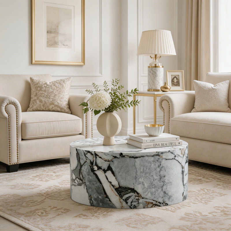 Table basse ronde, White