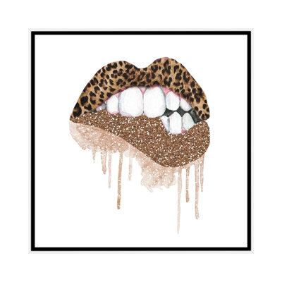 «Leopard Gold Glitter Lips» par Ephrazy graphiques - peinture sur toile tendue