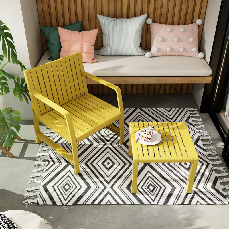 1 Chair And Coffee Table 2 - Piece , Polypropylene Material, Construction, 10 Minute Setup For Indoor Living Room Patio Conversation All Weather , Frame, Assembly, Great