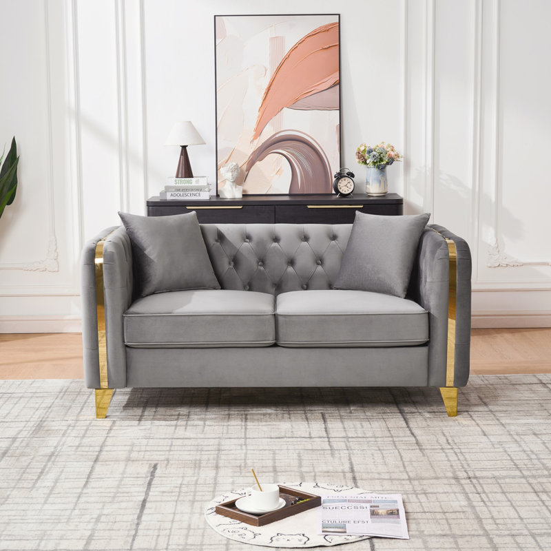 Vivian Upholstered Sofa, Sofa + Loveseat, Grey