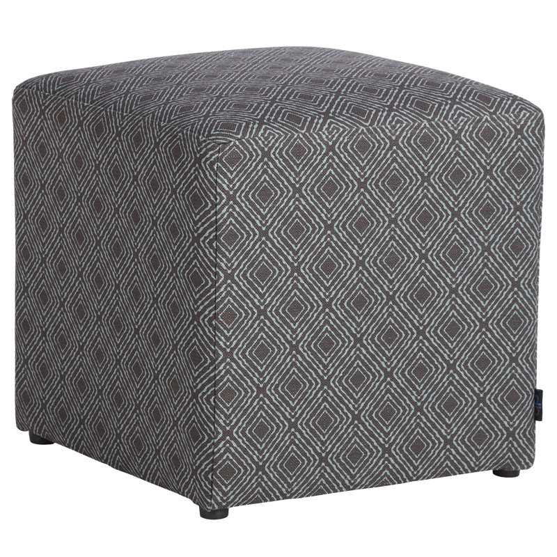 Jillian Upholstered Ottoman, Teal / Warm Grey
