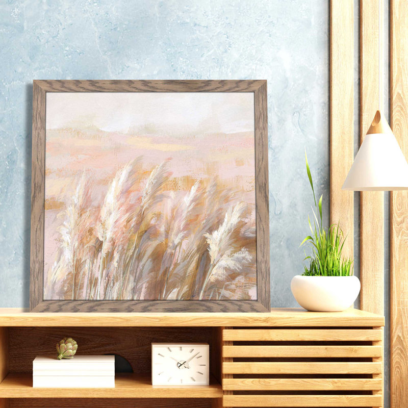 Herbes des prairies - Peinture, L 37,5 po x H 37,5 po, Encadrement brun