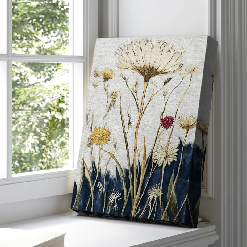 Toile tendue avec motif floral Cxxv, H 18 po x l 12 po