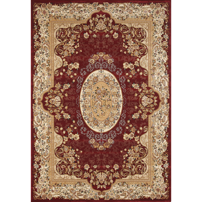 Tapis oriental intérieur / extérieur rouge / brun Turkuaz, Rectangle 6 pi 7 po x 9 pi 6 po