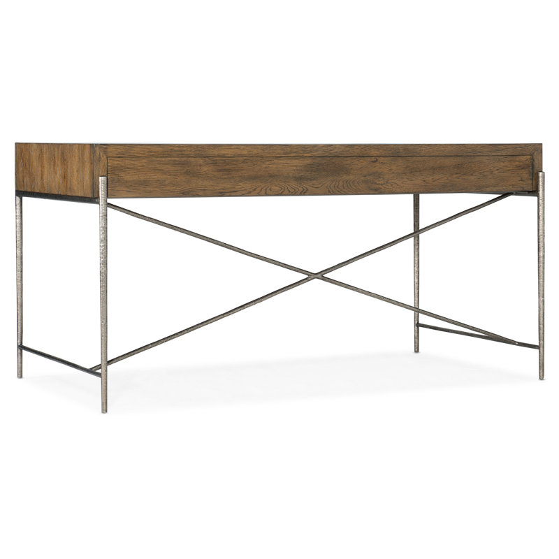Sorrel Brown White Oak Writing Desk with Pewter Metal Base