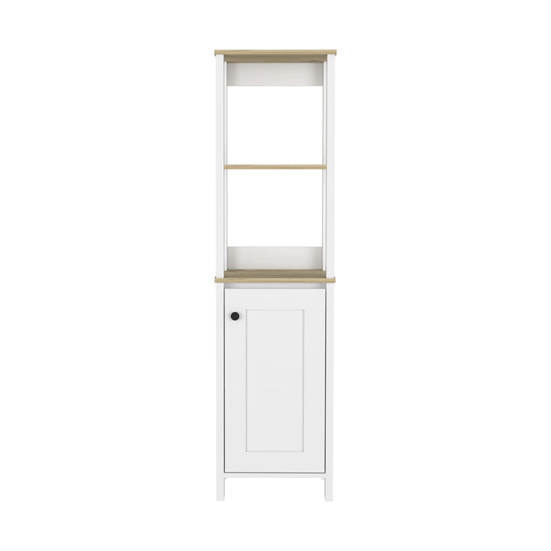 Armoire à linge pour salle de bain à 4 tablettes, gris clair / blanc, Blanc