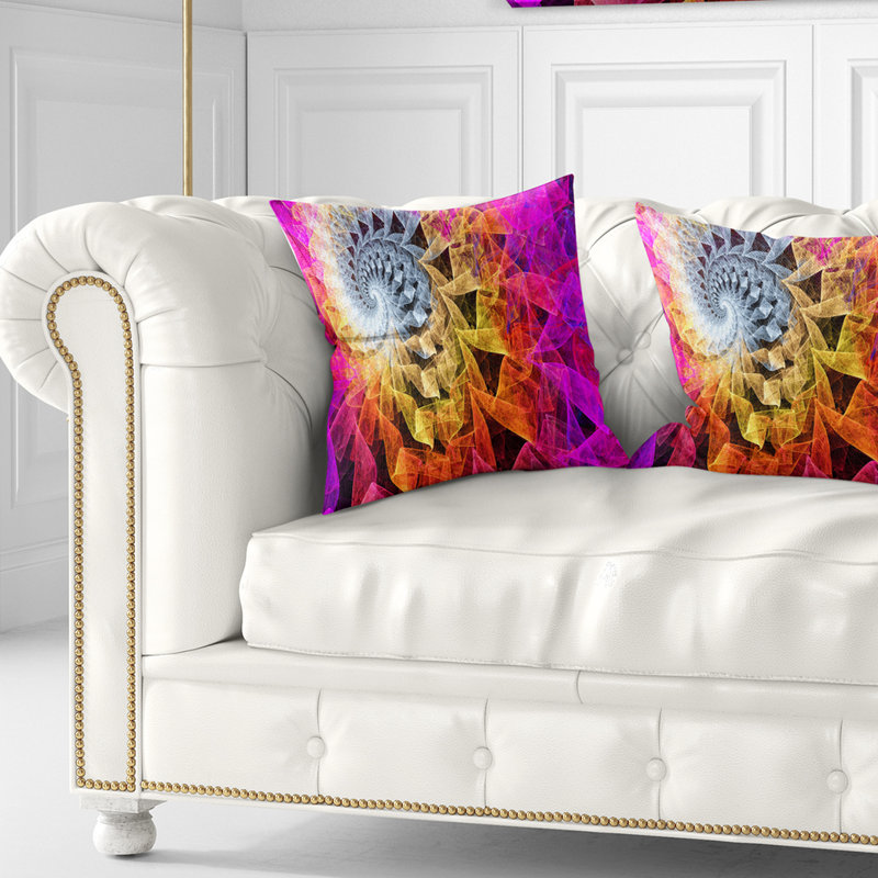 Oreiller abstrait abstrait en spirale coloré kaléidoscope, 16 po x 16 po, Coussin décoratif