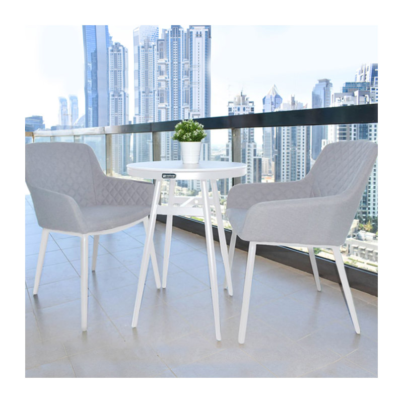 Thornell 2 - Person Patio Dining Set with Round Table, White/Light Grey