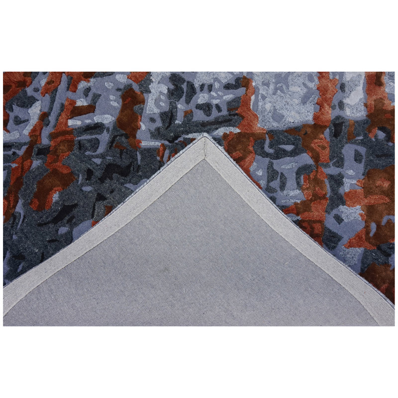 Tapis noir / gris / brun noué à la main de haute qualité, Rectangle de 5 pi x 8 pi