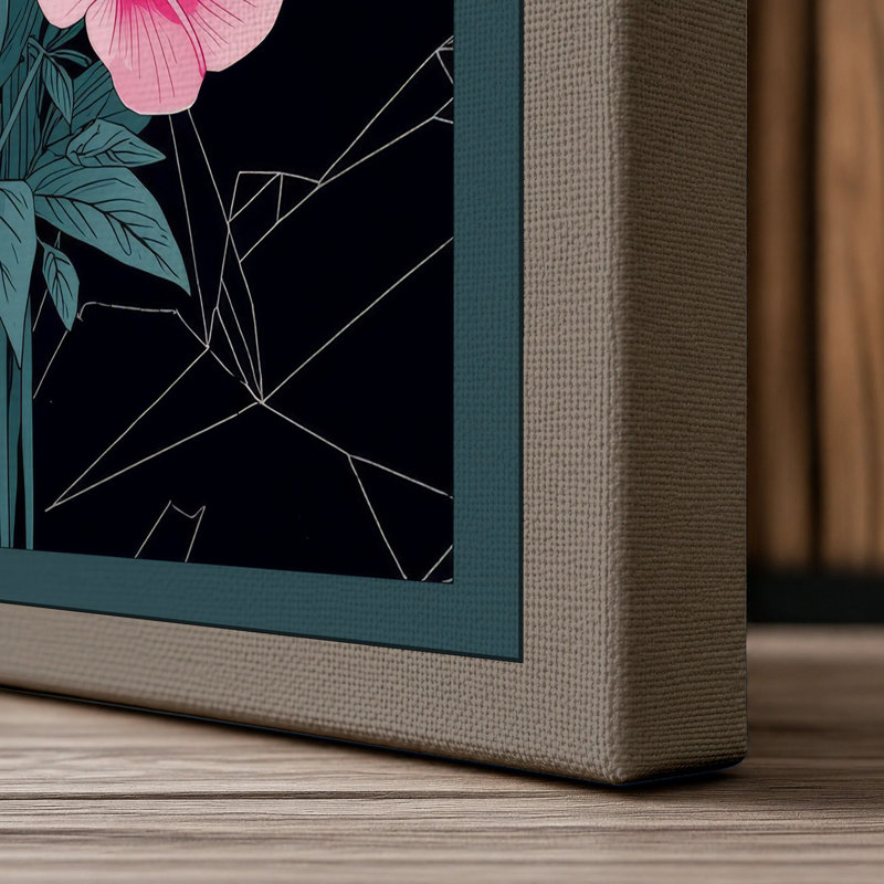Pink Bouquet Botanical - Wrapped Canvas, 36x24 - 91.4 x 61.0 cm, Taupe Border