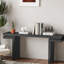 Console noire très large de 66 po, placage en bois véritable, design minimaliste pour le bureau et les espaces de vie, grand espace de rangement en placage de table, couloir facile à assembler