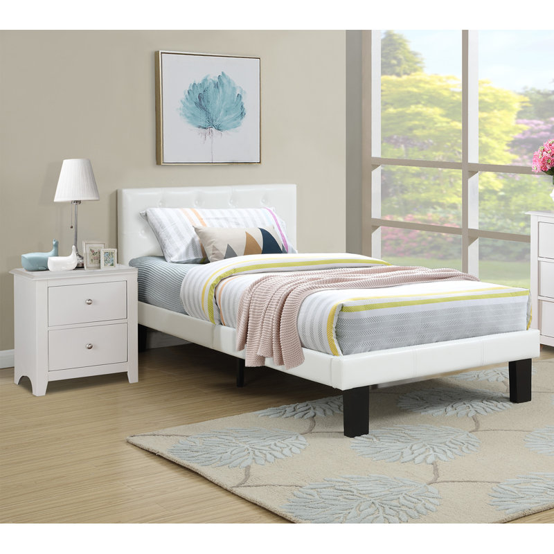 Table de chevet 2 tiroirs Mord, Blanc