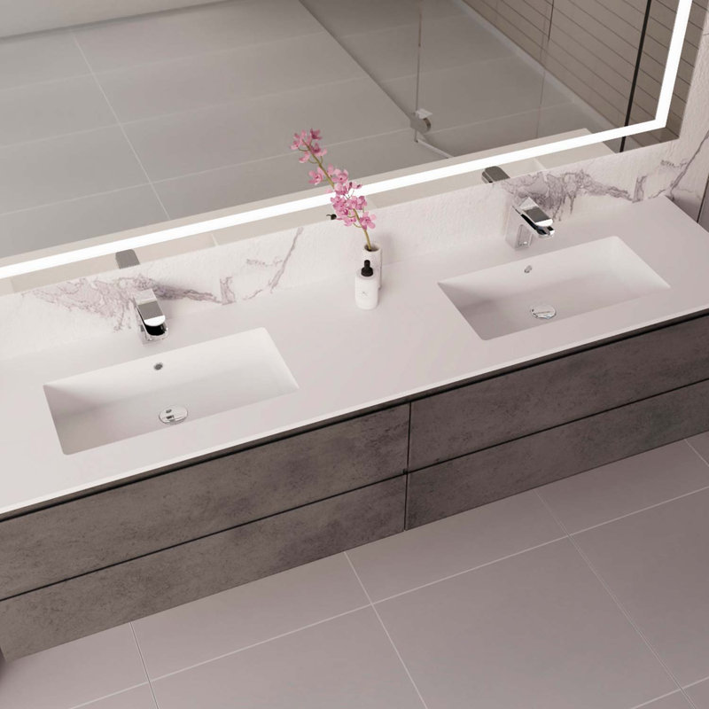 DAX Pasadena Vanity with Toscana Basin, 80", Cement, Cement
