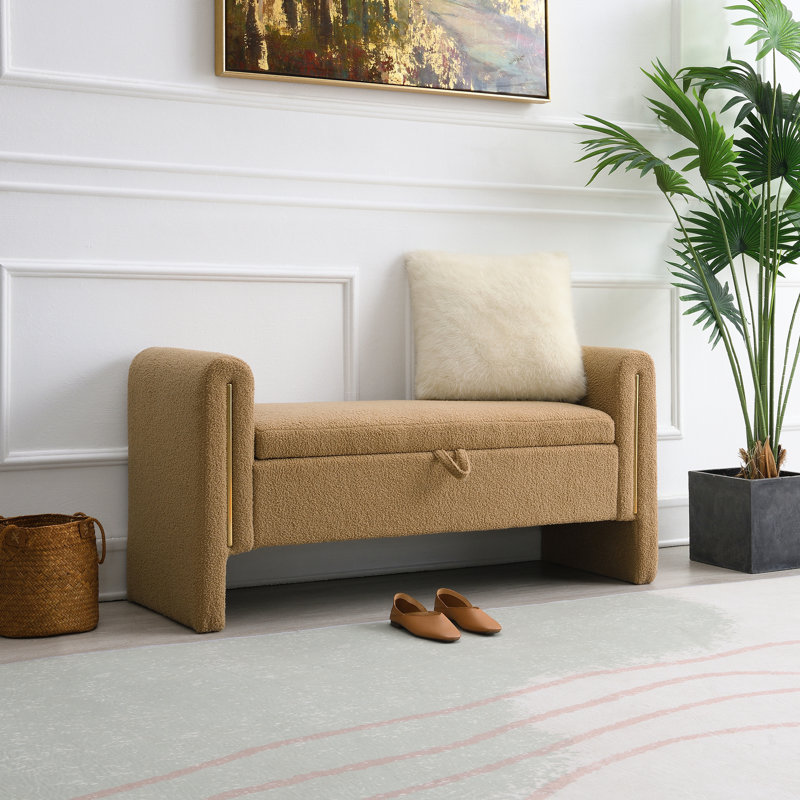 Banc de rangement rembourré avec accoudoirs Modern Large Teddy, Café