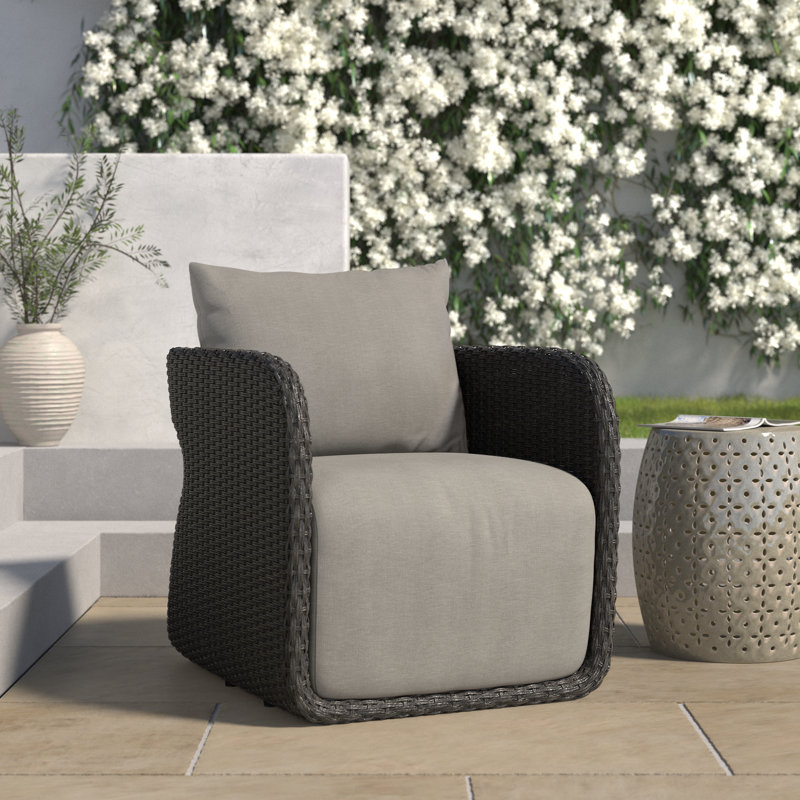 Poillucci Swivel Wicker Outdoor Lounge Chair, Venao Charcoal, Vingtage Coal, Olefin
