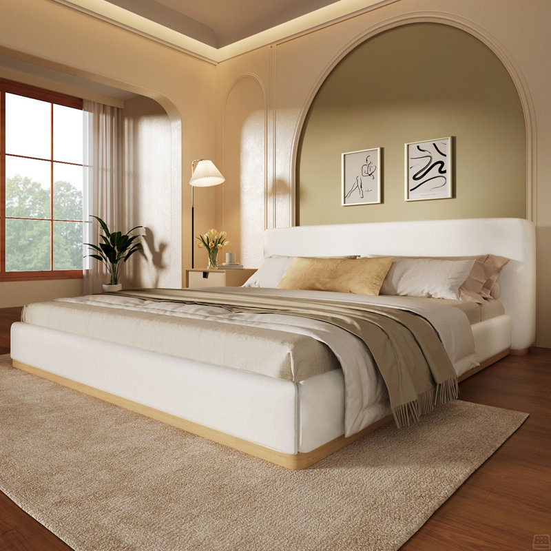 Upholstered Bed With Solid Wood Frame, King, King