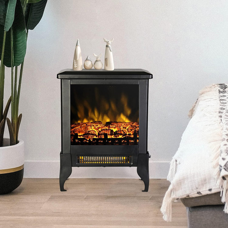 18” Electric Fireplace Stove Heater with Realistic Flame