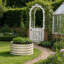 Set of 2 Cream White Galvanized Raised Garden Bed, Metal Planter Box with Safety Edging, Easy Assembly