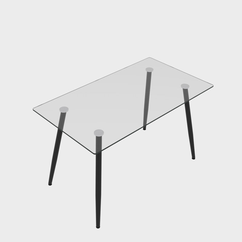 Table en verre lisse de 51 po pour 4 à 6 personnes, avec structure en métal trempé et noir de 0,31 po, pieds de yoga idéaux pour le salon et la cuisine, réunions de famille