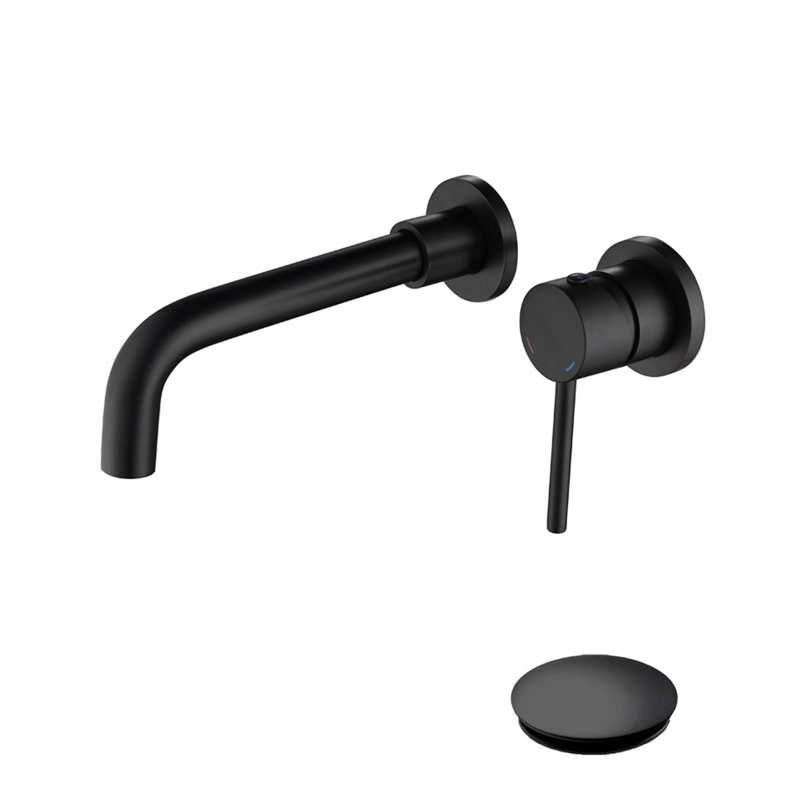 Robinet de meuble-lavabo mural avec égouttoir escamotable, Noir mat