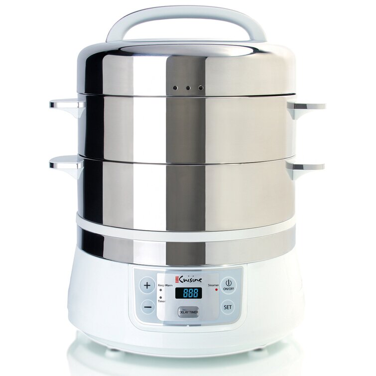 Bear Electric Food Steamer,Stainless Steel Digital Steamer, 3 Tier 8L Large Capacity Vegetable Steamer