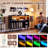 Record Player Stand with LED Lights & Charging Station, Black
