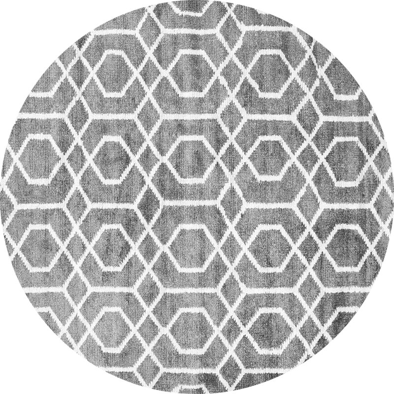 Tapis gris tissé à la machine Friedman, Rond 7 pi