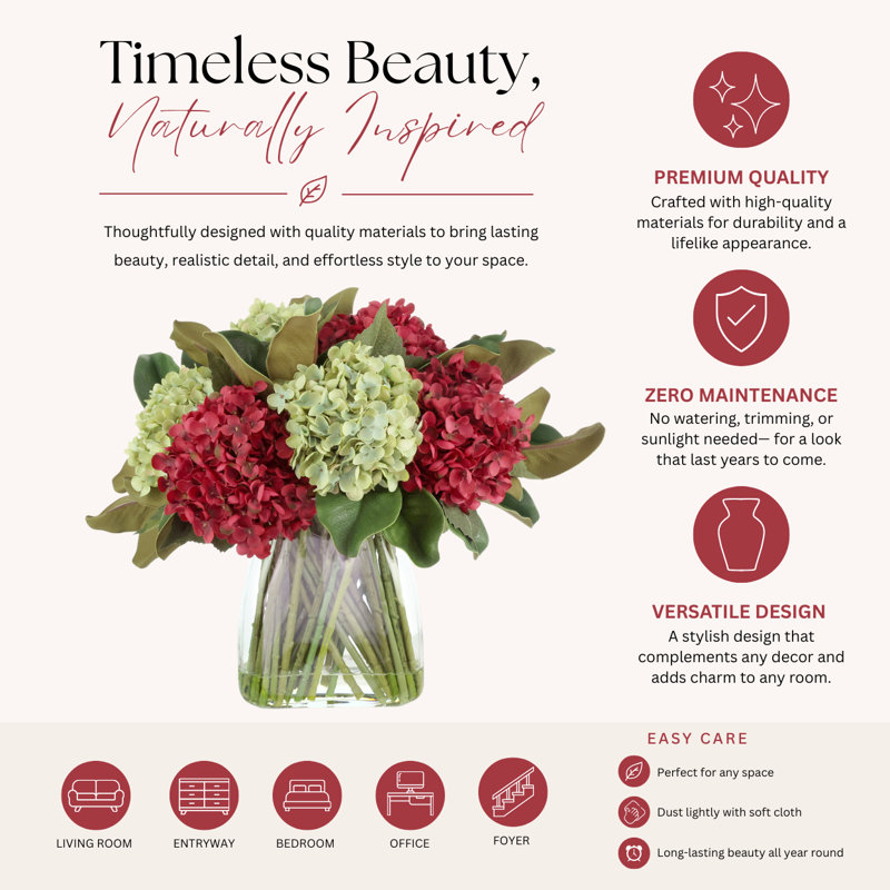 Hydrangea and Magnolia Leaf Arrangement