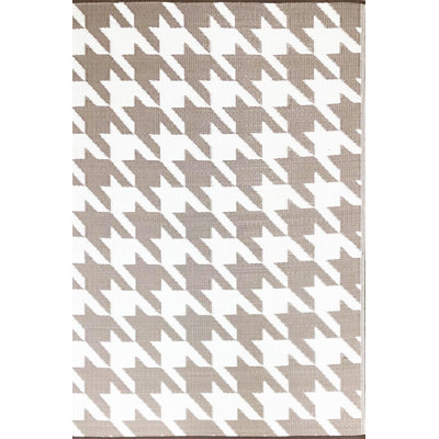 Tapis intérieur / extérieur ivoire / gris Houndstooth