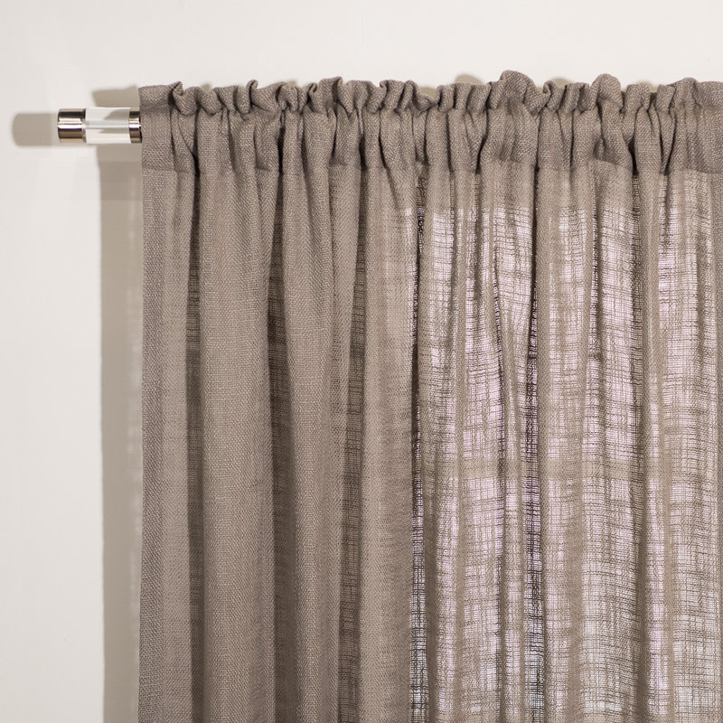 Cotton Semi Sheer Curtain Panel Pair, Gray, 52" W x 96" L