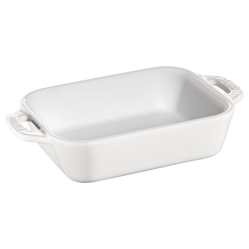 Plat de cuisson rectangulaire en céramique, Blanc