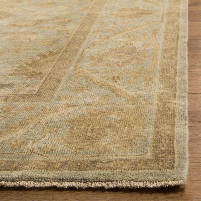 Oushak Oriental Hand-Knotted Wool Light Blue Area Rug, Rectangle 10' x 14'
