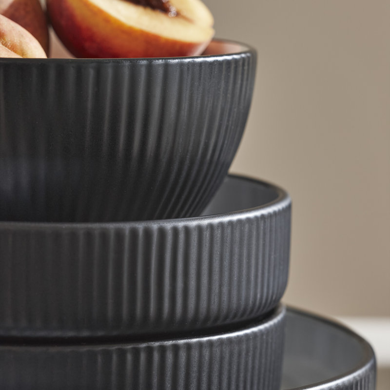 Christian Siriano Black and White Ceramic 12-Piece Dinnerware Set