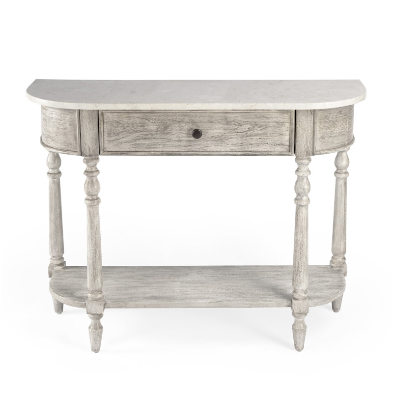 Danielle Marble 40" one- drawer Console Table, Rustic Gray