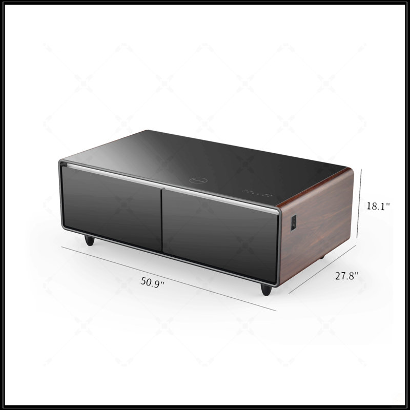 Modern Smart Coffee Table With Built-In Fridge, Brown