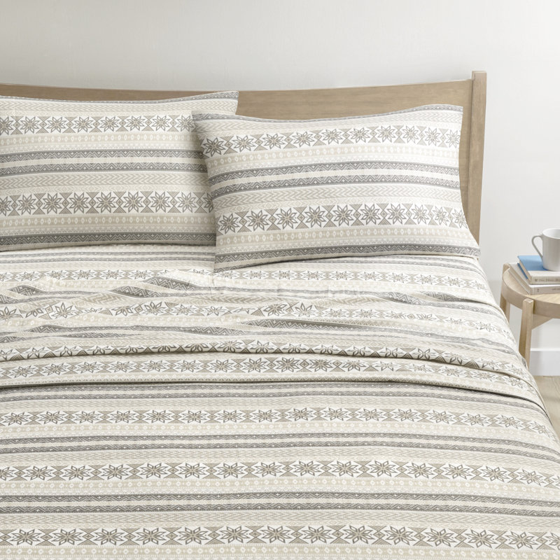 100% Cotton Flannel Sheet In Queen Printed - Cozy And Soft For A Deep Sleep, Various Prints Available, Includes Flat Sheet, Fitted 14" Mattress, 2 Pillowcases, Machine Washable, Ultra-cozy Soft,