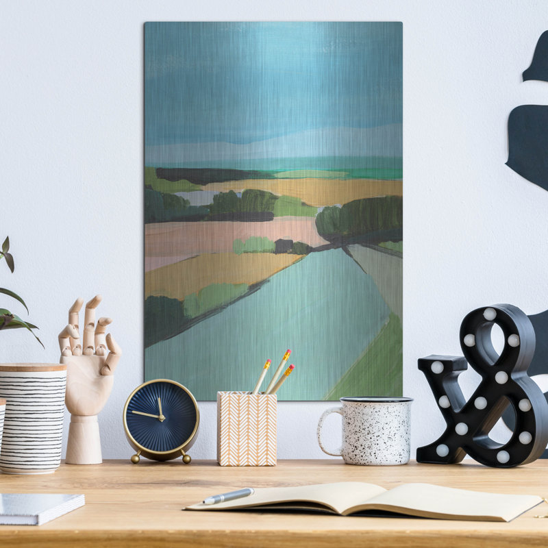  «Bright Coloured campagne 2» par Annie Warren, art mural en métal, H 16 po x l 12 po