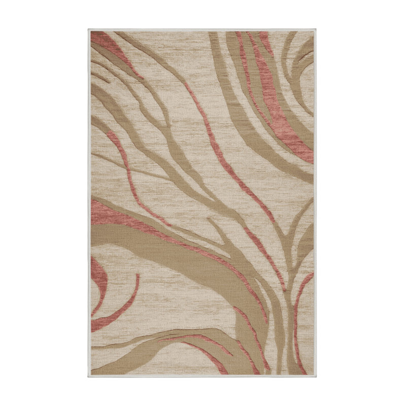Tapis beige lavable à la machine, Rectangulaire 2 pi x 3 pi