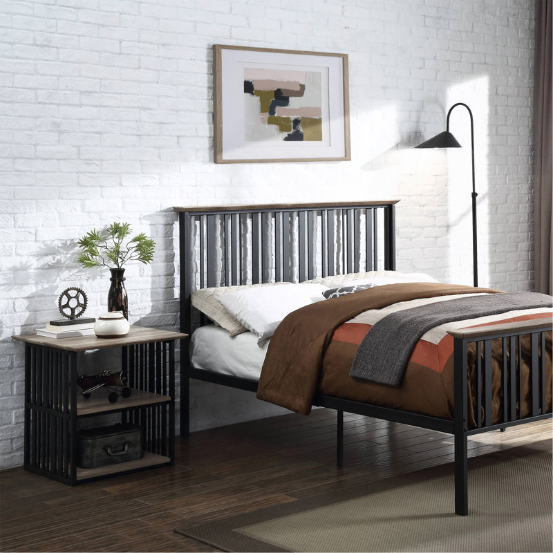 Antique Oak And Black 3-Shelf Nightstand